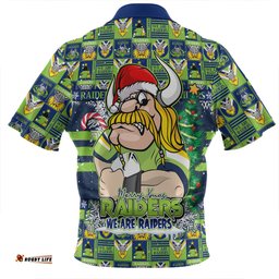 Canberra Raiders Merry Ugly Christmas Comic Style Zip Polo Shirt