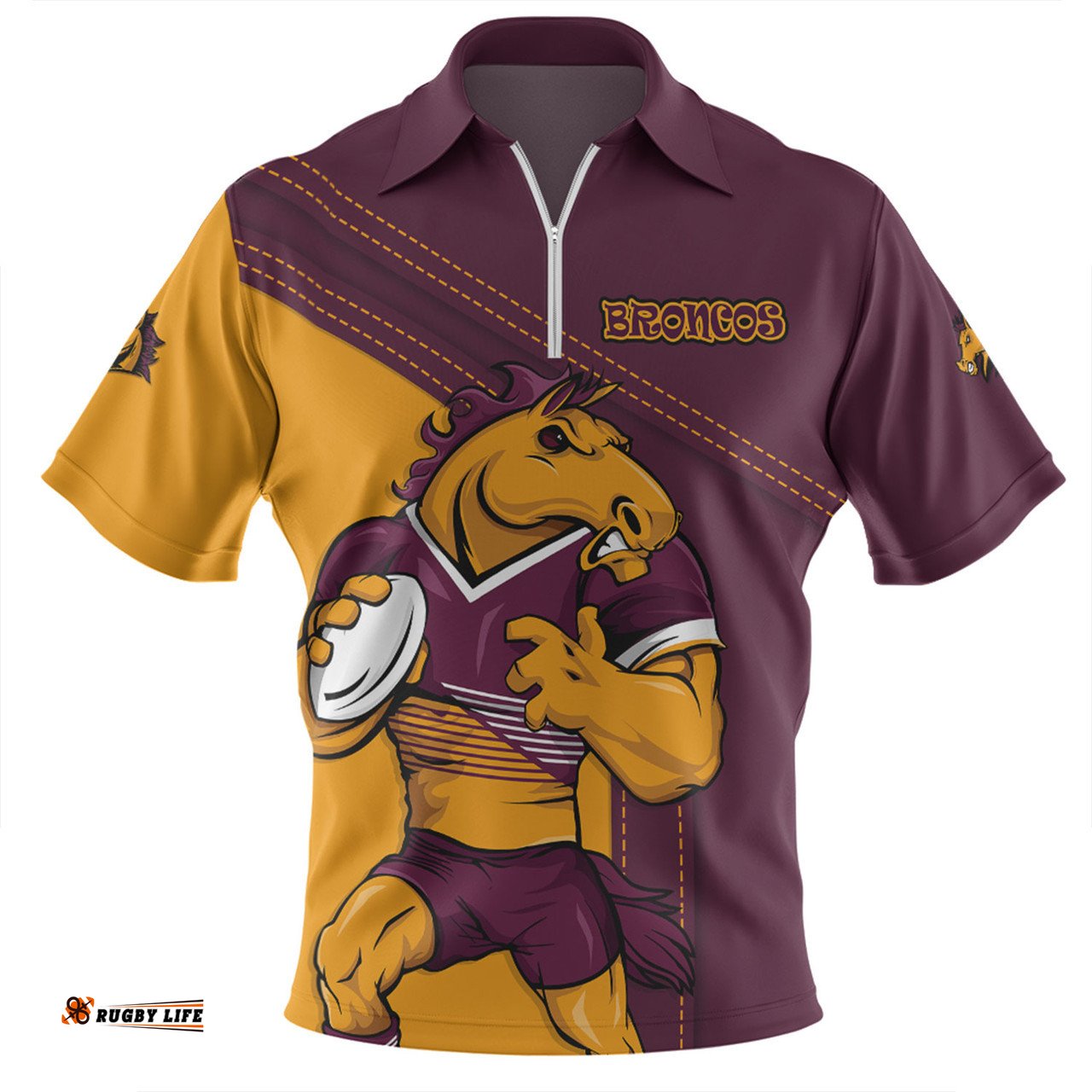 Brisbane Broncos Custom Team Of Us Die Hard Fan Supporters Zip Polo Shirt