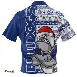 Canterbury Bankstown Bulldogs Merry Ugly Xmas Nordic Pattern Style Zip Polo Shirt