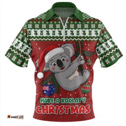Australia Have A Koalaty Christmas Zip Polo Shirt