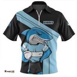 Cronulla Sutherland Sharks Custom Team Of Us Die Hard Fan Supporters Zip Polo Shirt