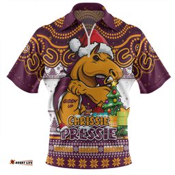 Brisbane Broncos Aussie Ugly Christmas For Die Hard Fan Supporters Zip Polo Shirt