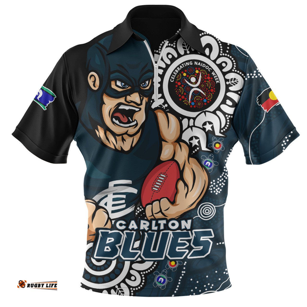 Carlton Power Through Generations NAIDOC Edition Zip Polo Shirt