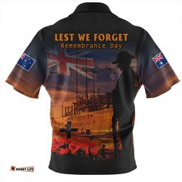 Australia Sunset Of Sacrifice And Remembrance Day Honor Orange Zip Polo Shirt