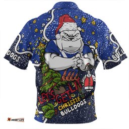 Canterbury Bankstown Bulldogs Christmas Custom Let's Get Lit Chrisse Pressie Zip Polo Shirt