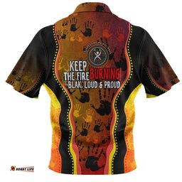 Australia Naidoc Hand Rock Art Indigenous Golden Style Zip Polo Shirt