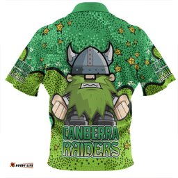 Canberra Raiders Custom Team With Dot And Star Patterns For Tough Fan Zip Polo Shirt
