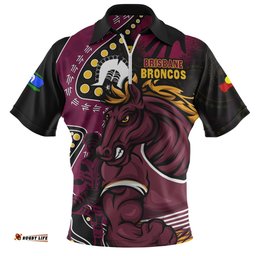 Brisbane Broncos NAIDOC Indigenous Warrior Spirit Zip Polo Shirt