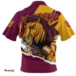 Brisbane Broncos Chasing Victory 2025 Final Series Pride Zip Polo Shirt
