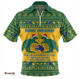 Australia Scorching Australia Christmas Green Zip Polo Shirt