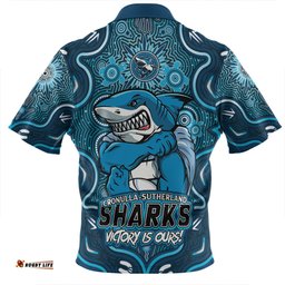 Cronulla Sutherland Sharks Aboriginal Pattern Inspired Victory Is Ours Zip Polo Shirt