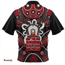 Australia Naidoc Week Aboriginal Inspired Dot Art Painting And Aussie Lizard Zip Polo Shirt