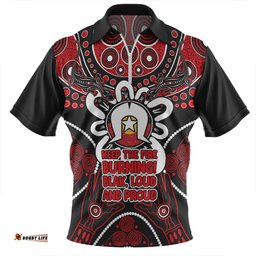 Australia Naidoc Week Aboriginal Inspired Dot Art Painting And Aussie Lizard Zip Polo Shirt