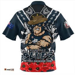 Carlton Ripped Legacy Of The Game The ANZAC Spirit Lives On Zip Polo Shirt
