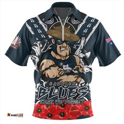 Carlton Ripped Legacy Of The Game The ANZAC Spirit Lives On Zip Polo Shirt