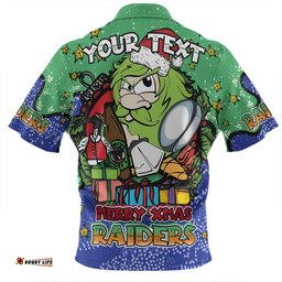 Canberra Raiders Christmas Custom Merry Christmas Our Beloved Team With Aboriginal Dot Art Pattern Zip Polo Shirt