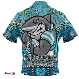 Cronulla Sutherland Sharks Custom Custom With Aboriginal Inspired Style Of Dot Painting Patterns Zip Polo Shirt