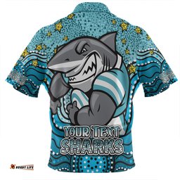 Cronulla Sutherland Sharks Custom Custom With Aboriginal Inspired Style Of Dot Painting Patterns Zip Polo Shirt