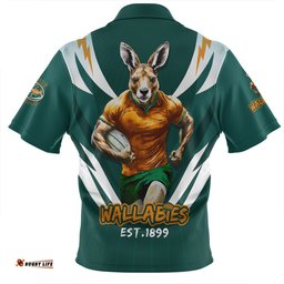 Australia Wallabies Championship Sport Style Green Zip Polo Shirt