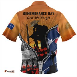 Australia Lest We Forget Honoring Our Heroes On Remembrance Day Zip Polo Shirt