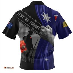 Australia Remembrance Day Australian Fallen Heroes Gray Zip Polo Shirt