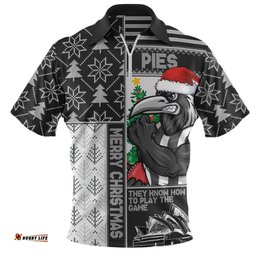 Collingwood Merry Christmas Knit Style Festive Spirit Zip Polo Shirt