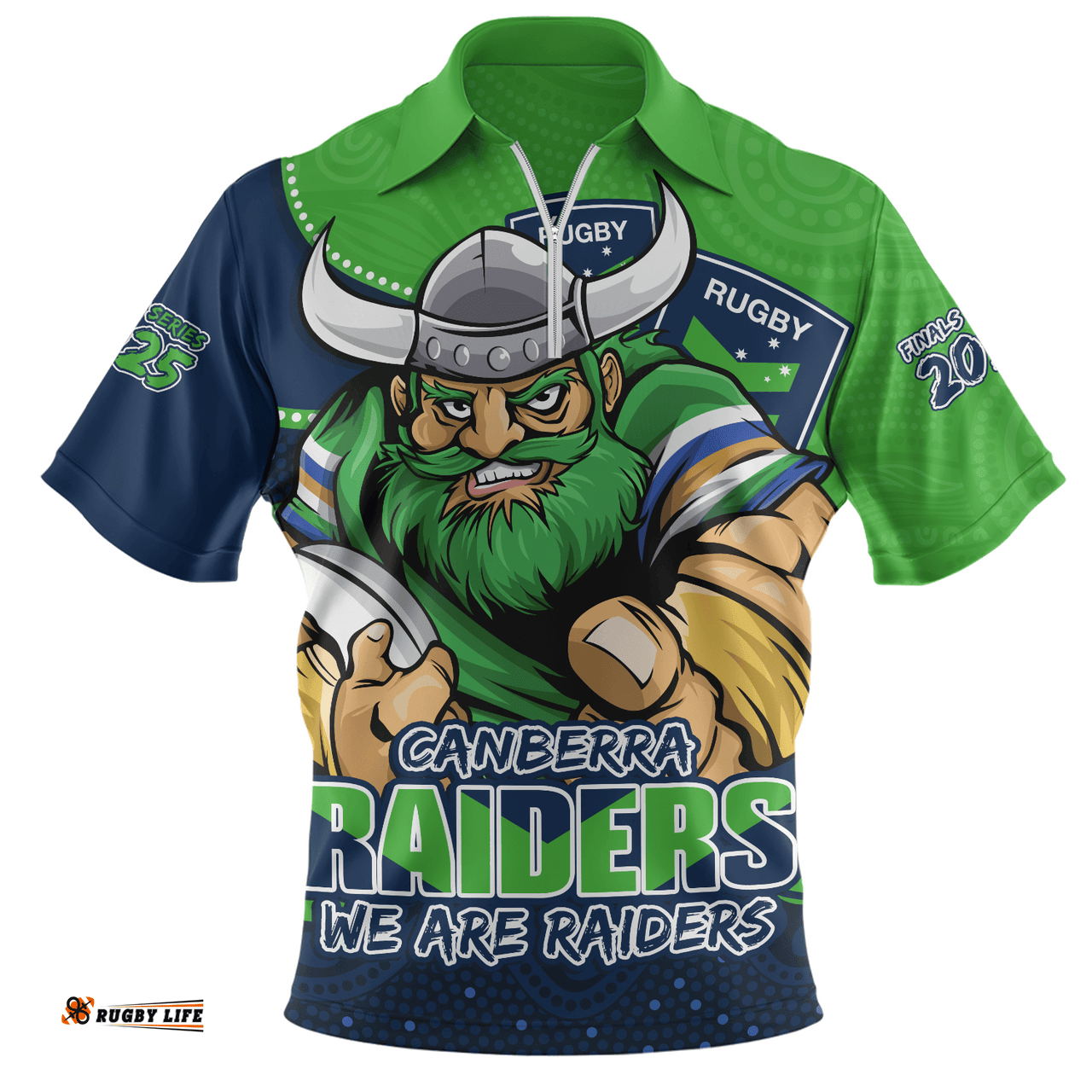 Canberra Raiders Battle For Glory Rugby Finals Edition Zip Polo Shirt