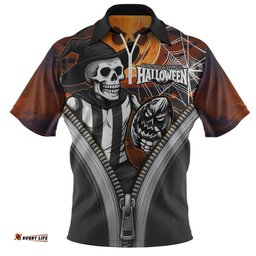 Collingwood Halloween Night Reaper Zipper Zip Polo Shirt