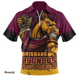 Brisbane Broncos Unleash Power In The Ultimate Battle Zip Polo Shirt