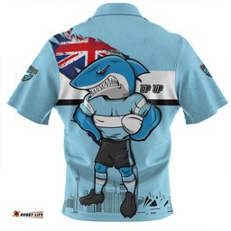 Cronulla Sutherland Sharks Custom For Die Hard Fan Australia Flag Scratch Style Zip Polo Shirt