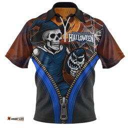 Carlton Halloween Night Reaper Zipper Zip Polo Shirt