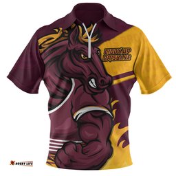Brisbane Broncos Defend The Pride Zip Polo Shirt