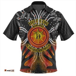 Australia Naidoc Week Aboriginal Pattern Hand Symbols Zip Polo Shirt