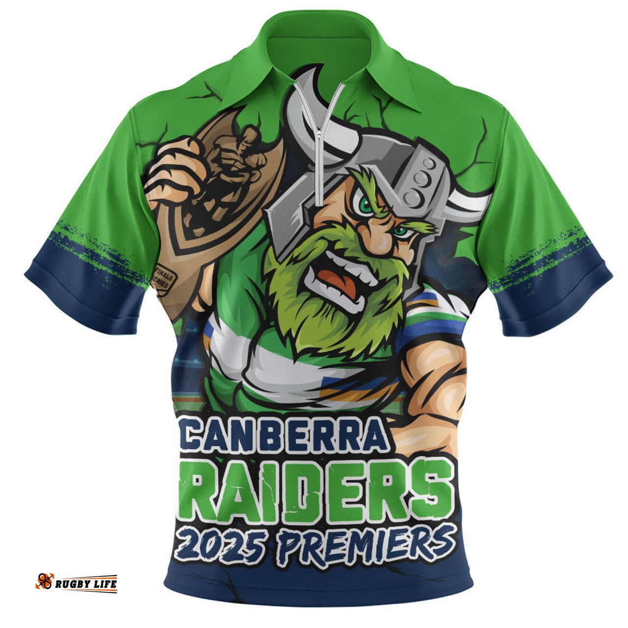 Canberra Raiders Unleash Power In The Ultimate Battle Zip Polo Shirt