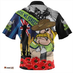 Canberra Raiders United In Spirit Anzac Day Tribute Zip Polo Shirt