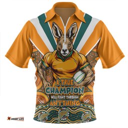 Australia Wallabies Squad A True Champion Will Fight Through Anything (Gold) Zip Polo Shirt