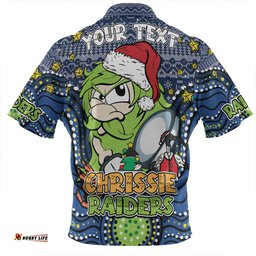 Canberra Raiders Christmas Custom Christmas Knit Patterns Vintage Jersey Ugly Zip Polo Shirt