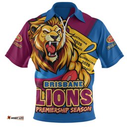 Brisbane Lions Australian Football Finals Premiership Spirit Zip Polo Shirt