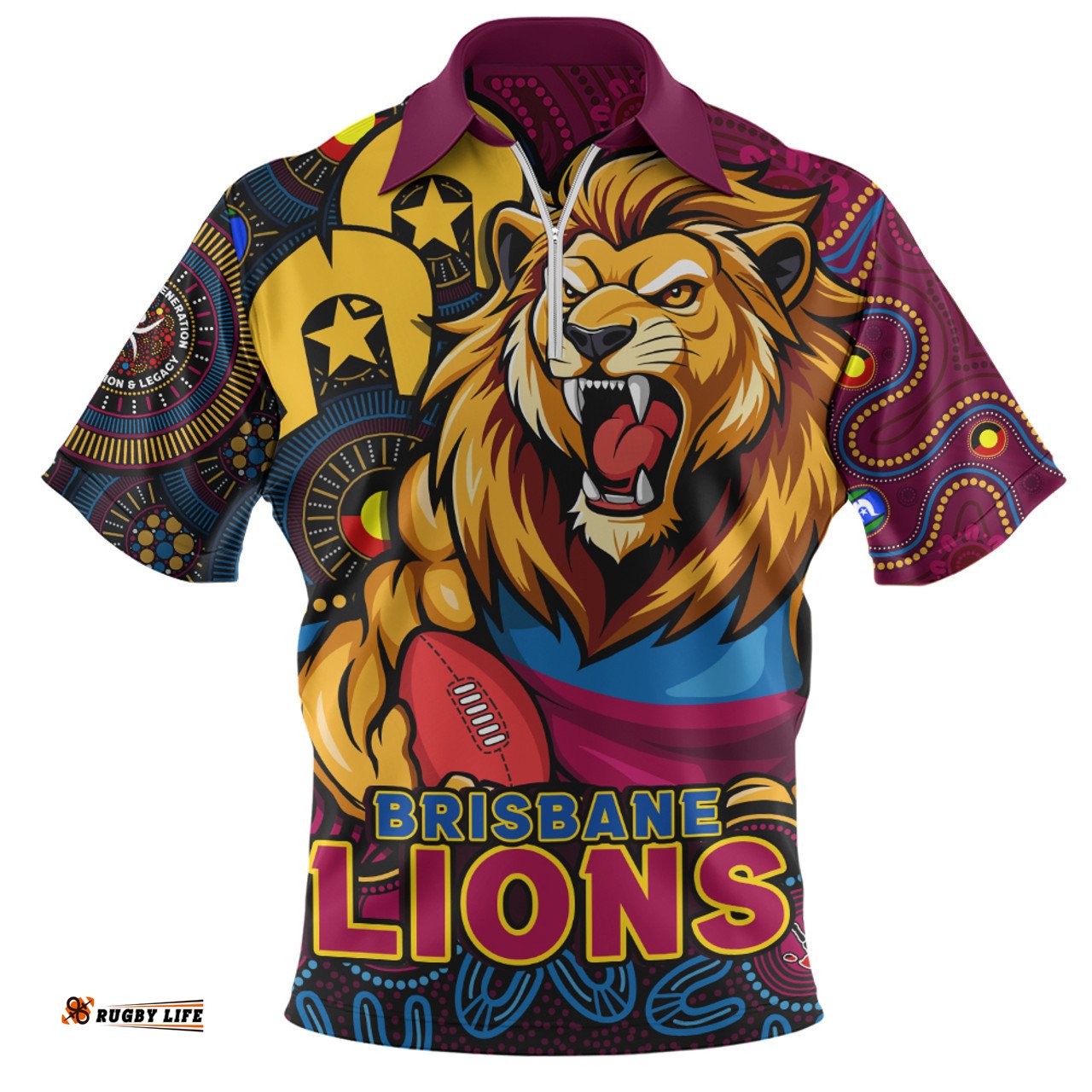 Brisbane Lions NAIDOC Spirit Of Country Zip Polo Shirt