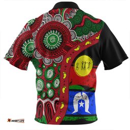 Australia Naidoc Week Indigenous Culture Inspired Dot Art Painting With Hunting Zip Polo Shirt