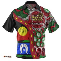 Australia Naidoc Week Indigenous Culture Inspired Dot Art Painting With Hunting Zip Polo Shirt