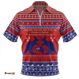 Australian Christmas Carol Christmas Jingle Bells Ugly Style Zip Polo Shirt