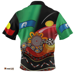 (Custom) Australia Aboriginal Custom The Rainbow Serpent Dreamtime Give Shape To The Earth Zip Polo Shirt