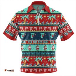 Australia Sunny Christmas By The Sea Red Zip Polo Shirt