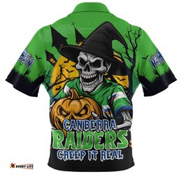 Canberra Raiders Dark Moon Rugby Halloween Battle Edition Zip Polo Shirt