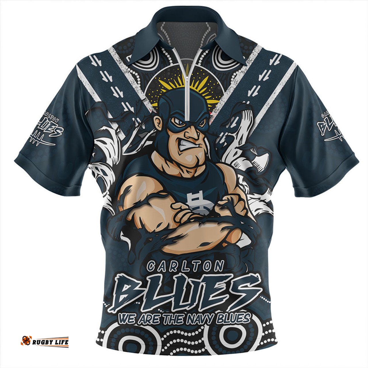 Carlton Ripped Legacy Of The Game Zip Polo Shirt