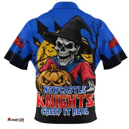 Newcastle Knights Dark Moon Rugby Halloween Battle Edition Zip Polo Shirt