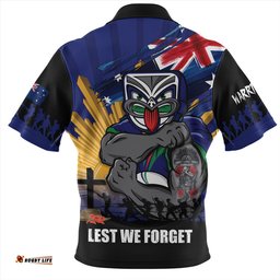 New Zealand Warriors Fearless ANZAC Defender Zip Polo Shirt