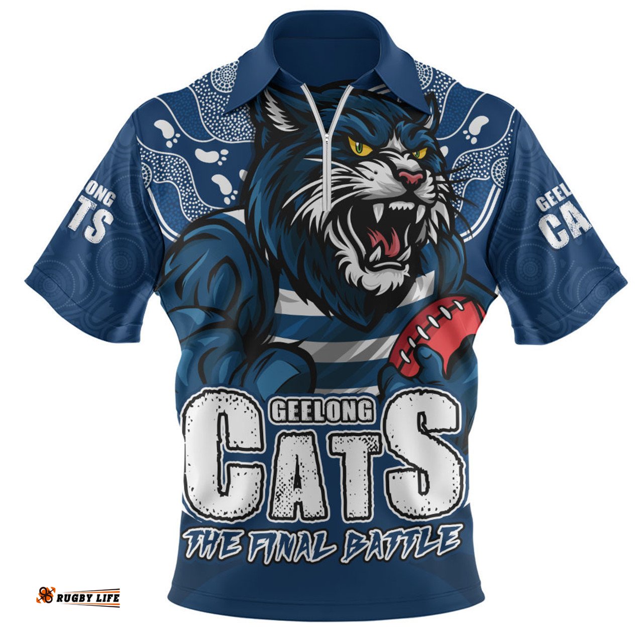 Geelong Cats Final Clash Battle Edition Zip Polo Shirt