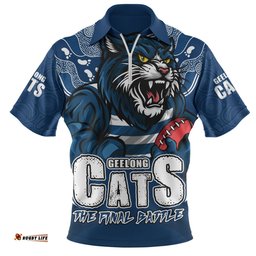 Geelong Cats Final Clash Battle Edition Zip Polo Shirt